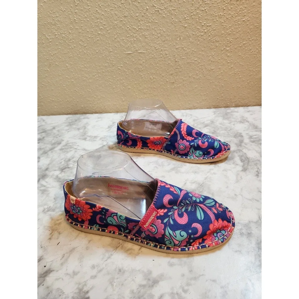 Havaianas‎ Womens 7 Blue Floral Espadrille Slip On Liberty London Paisley Shoes